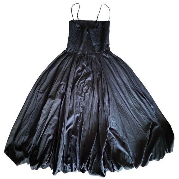 Abercrombie & Fitch Dipped-Waist Bubble Hem Midi Dress SP Black - Picture 4 of 8